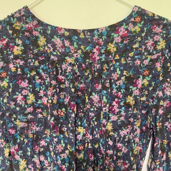 Anthropologie Fei Womens Fairy Grunge Floral Silk Top Size 2 Dark Romantic Belt - Picture 4 of 14
